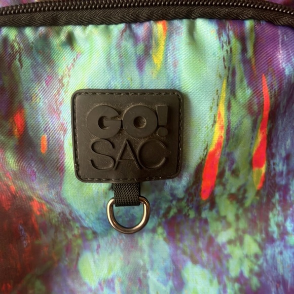 Go! Sac Backpack Book Bag Nylon Multicolor Boho Waterfall Print - Picture 3 of 11